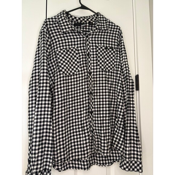 Rusty Y2K men's dress shirt black white plaid long sleeve size Large L - Picture 1 of 4